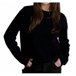 NEW ARCHER CASHMERE weston rib crew sweater in black